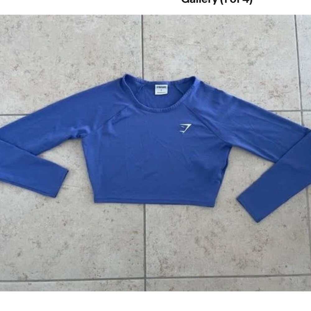 GYMSHARK Women's cropped top Small Purple Blue long sleeve New NWOT